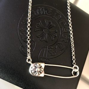 Chrome Hearts silver safety pin necklace